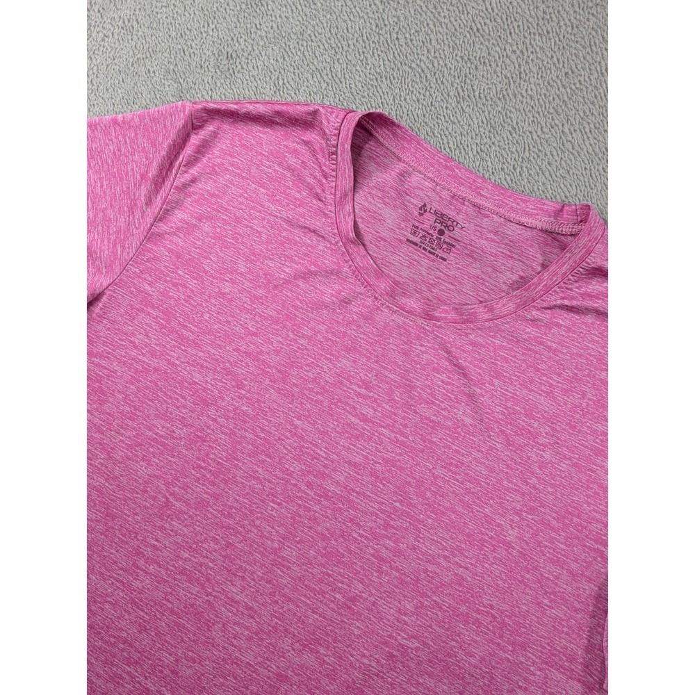 Liberty Pro Womens Pink Heathered Short Sleeve Activewear T-Shirt XL RN157883